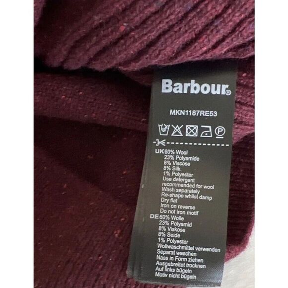 Barbour Essential Tisbury Men Sz Medium Dark Maroon/Ruby Half Zip Sweater - Picture 6 of 13